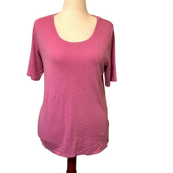 J. Jill top 100% Pima cotton lavender scoop neck elbow length tunic t-shirt Sz L - Picture 1 of 7